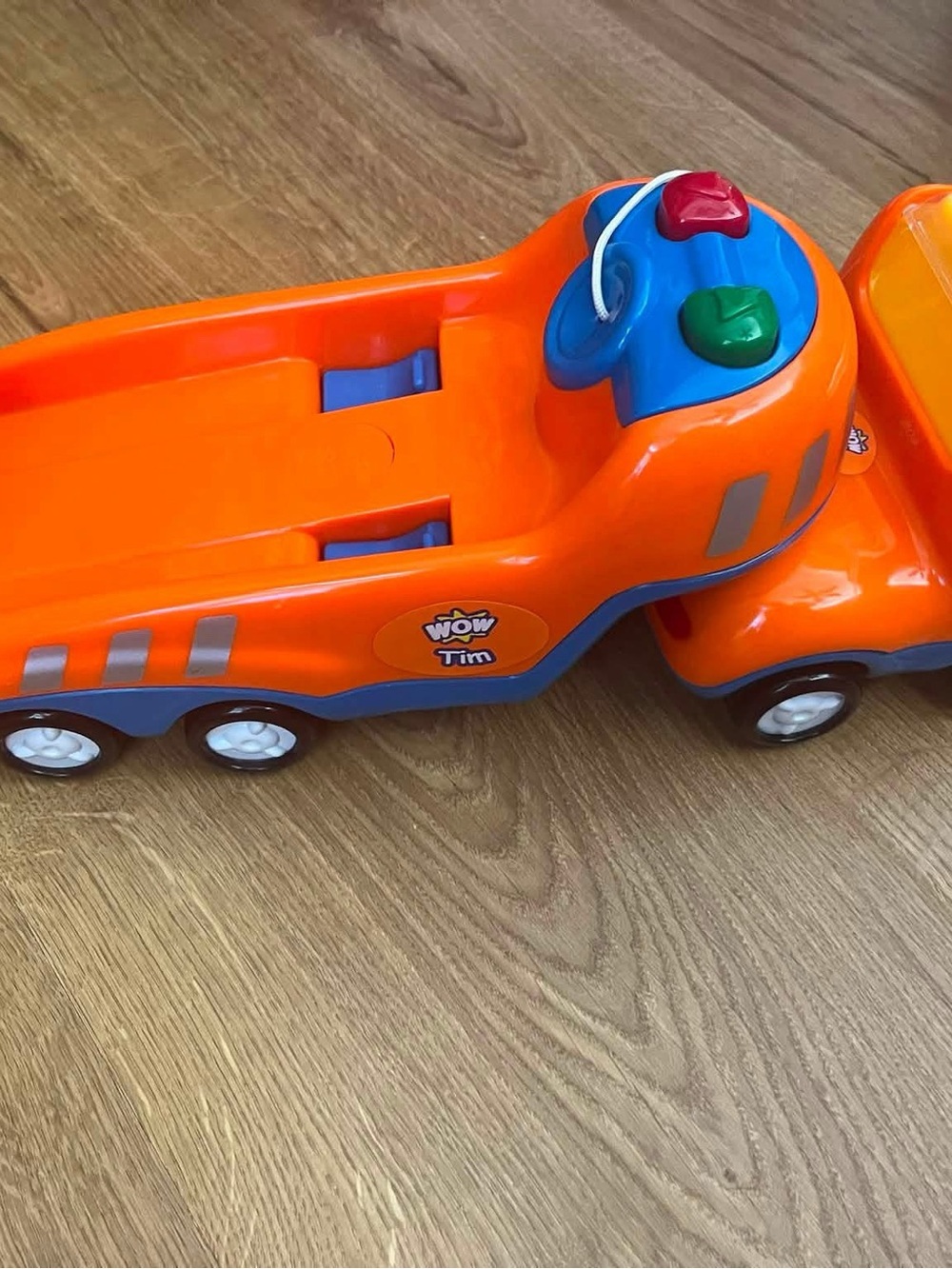 Source Unknown Orange Toy Carrier Truck with Blue Cab and Multicolor Buttons